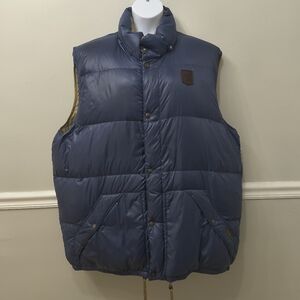 Vintage Polo Ralph Lauren Goose Down Leather Patch Puffer Vest Blue 3XLT Casual
